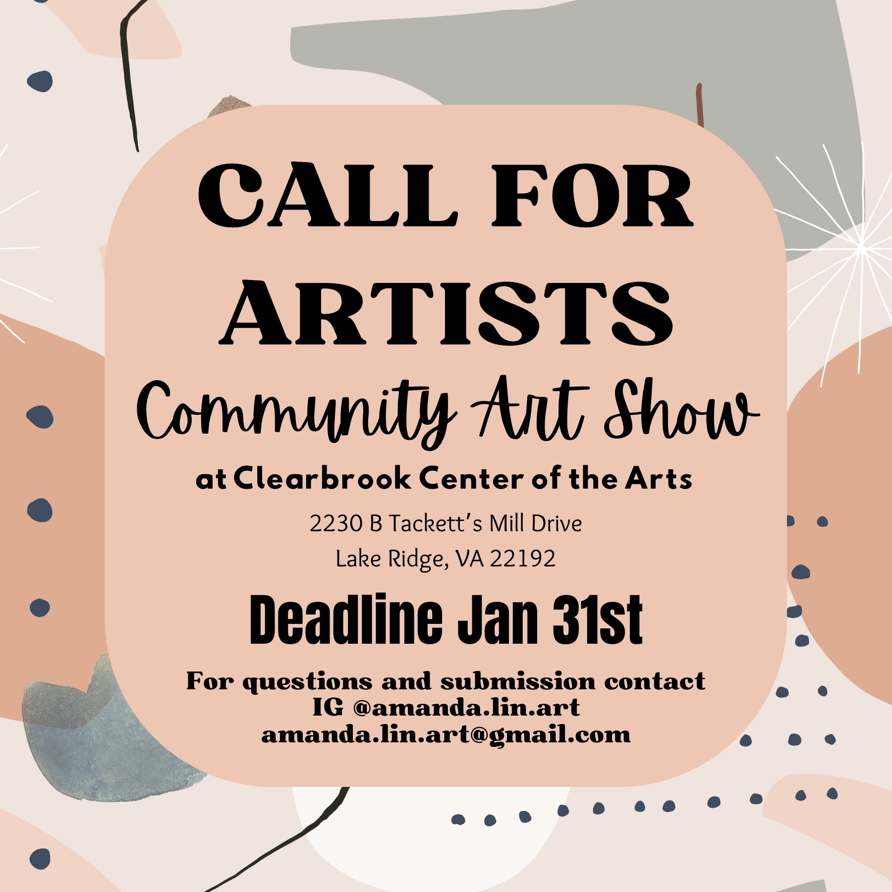 CALL FOR ARTISTS - Clearbrook